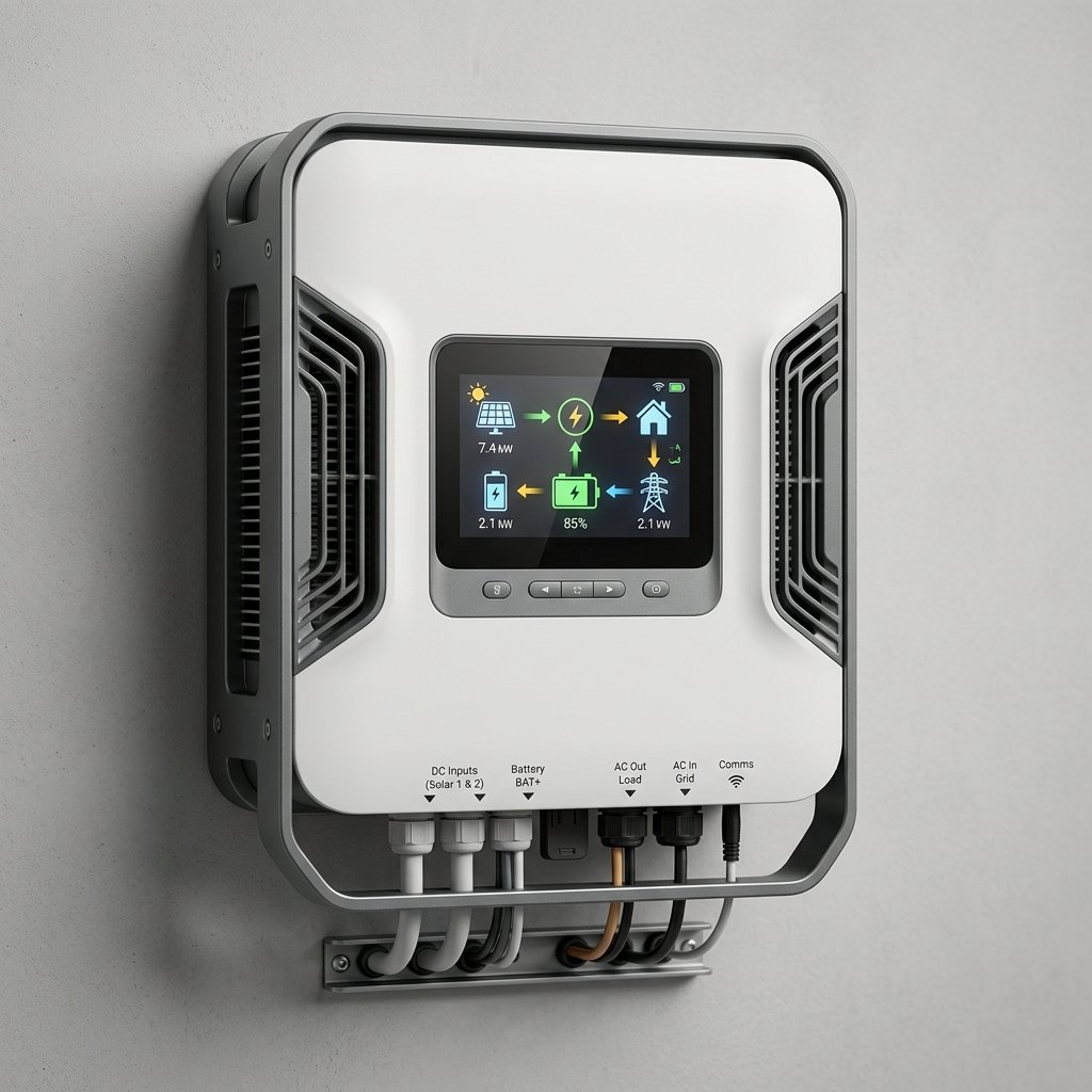 إنفرتر طاقة شمسية هجين 5.5KW مع منظم شحن MPPT 100A مدمج