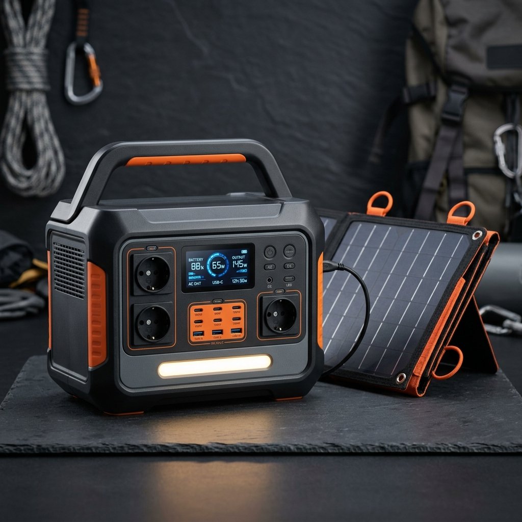 محطة طاقة ومولد شمسي محمول فائق الهدوء 600W مع بطارية LiFePO4 ومنافذ AC/DC/USB للطوارئ والرحلات والعمل عن بعد
